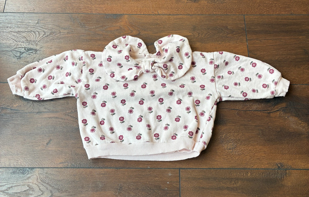 Chickpea Organic Sweater Top Toddler Baby Girl Floral Flowers Pink, Size 18M